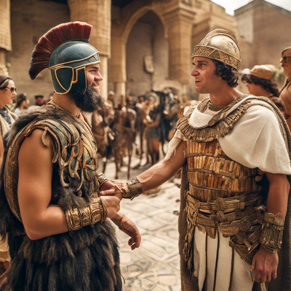 Sumerian and Roman Centurion Meeting in Photo