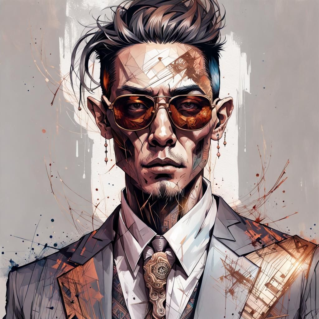 Cyborg Ghoul Portrait in Steampunk Cyberpunk Style