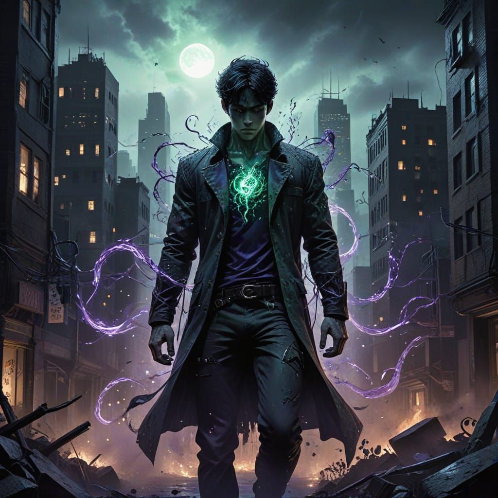 Heroic Protagonist Amidst Dark Urban Landscape in 80s Anime ...