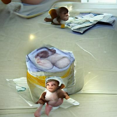Hyperrealistic Monkey in Diaper