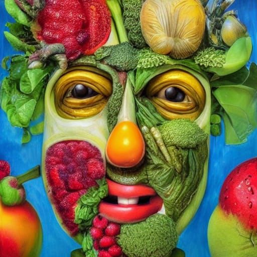 Archimboldo face made of fruits- yeuch