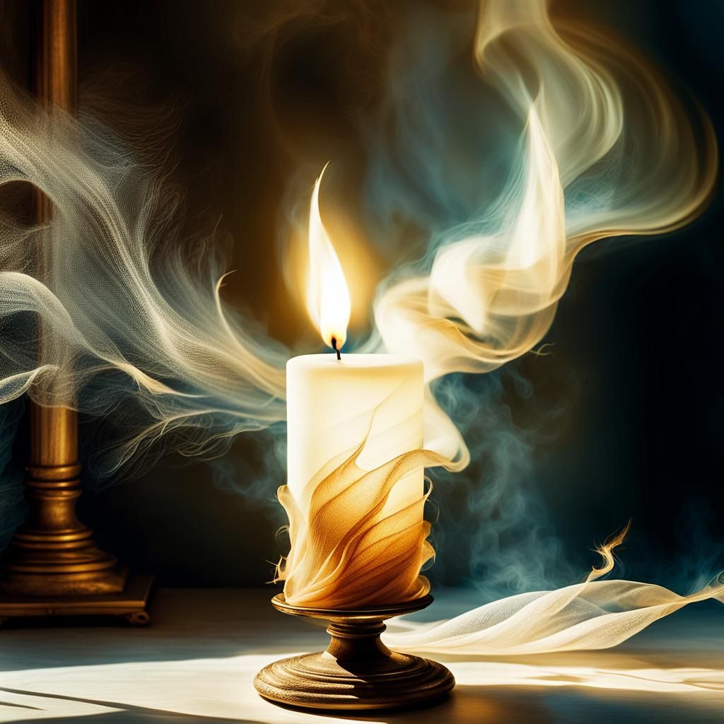 Ethereal Wind Art: Candle Flame in Dreamlike Style