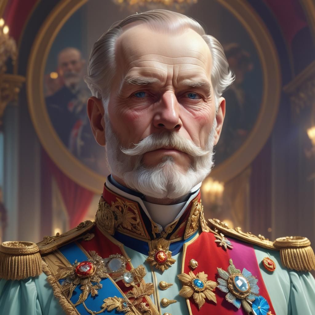 Emperor Franz Joseph Portrait in Art Nouveau Style