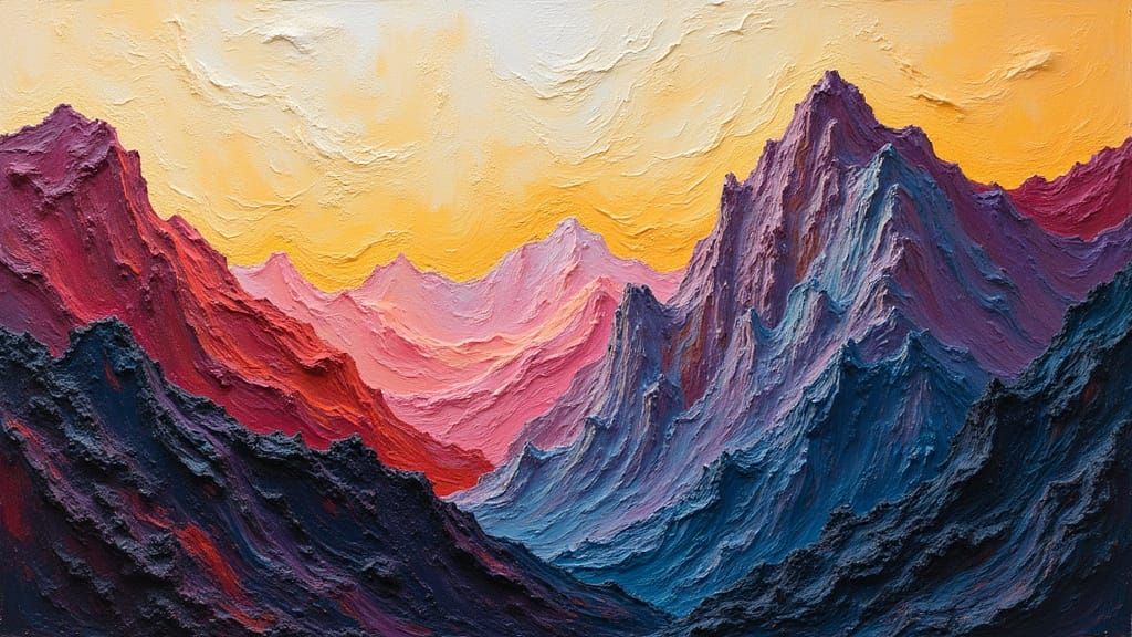 Textured Mountains in Impasto Style