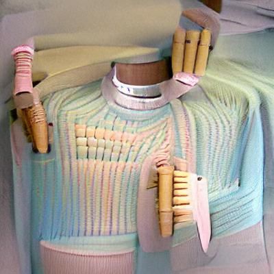 Pastel Knit Sweater with Knives Design