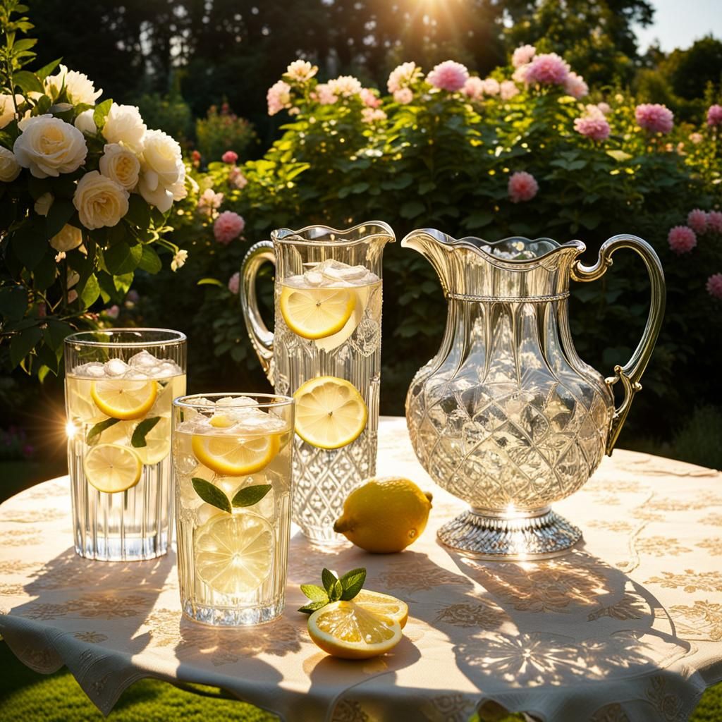 Sparkling Lemonade in a Victorian Rose Garden