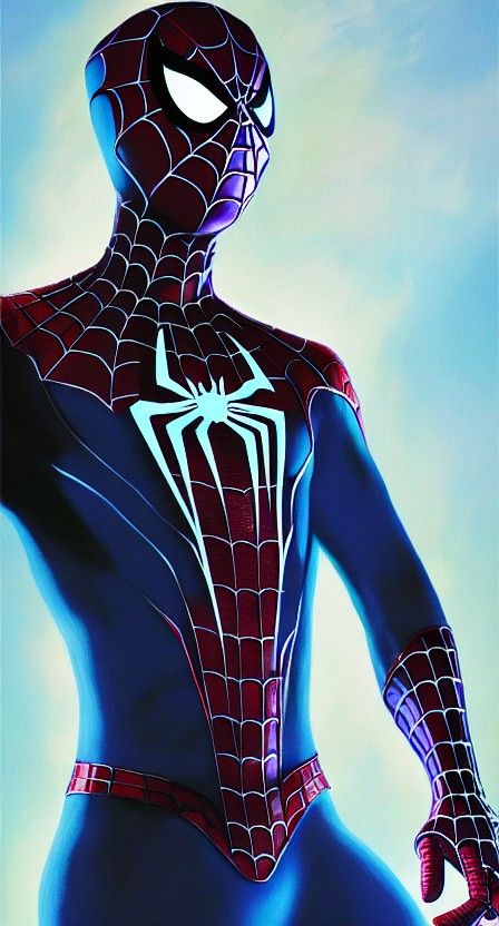 Spiderman in Android Suit, Oil on Canvas Style