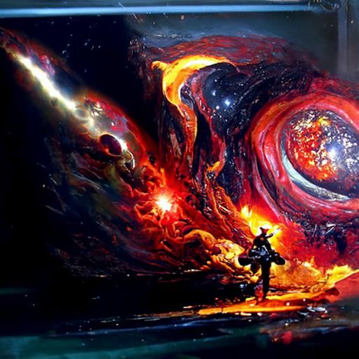 Burning Universe as Oil Painting