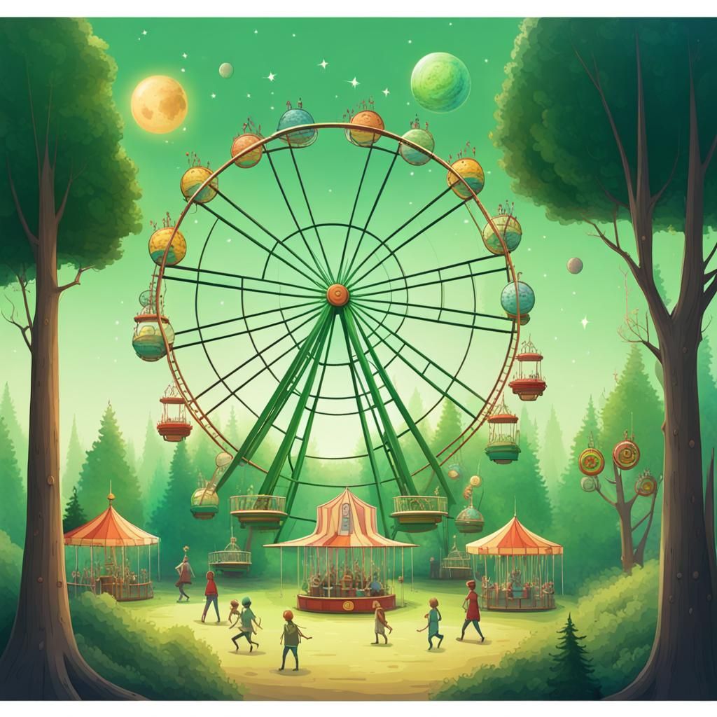 Forest Ferris Wheel with Planets