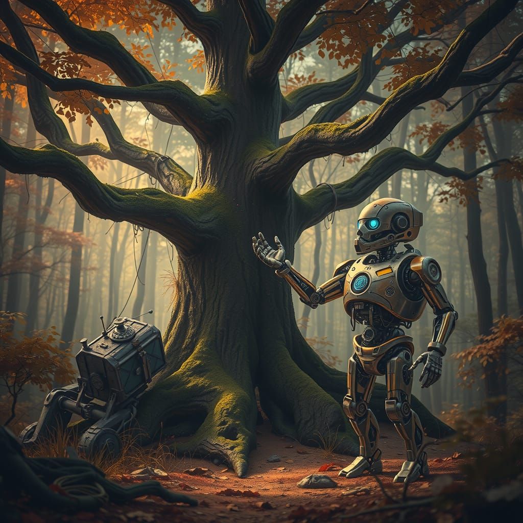 Robot and Tree in Forest