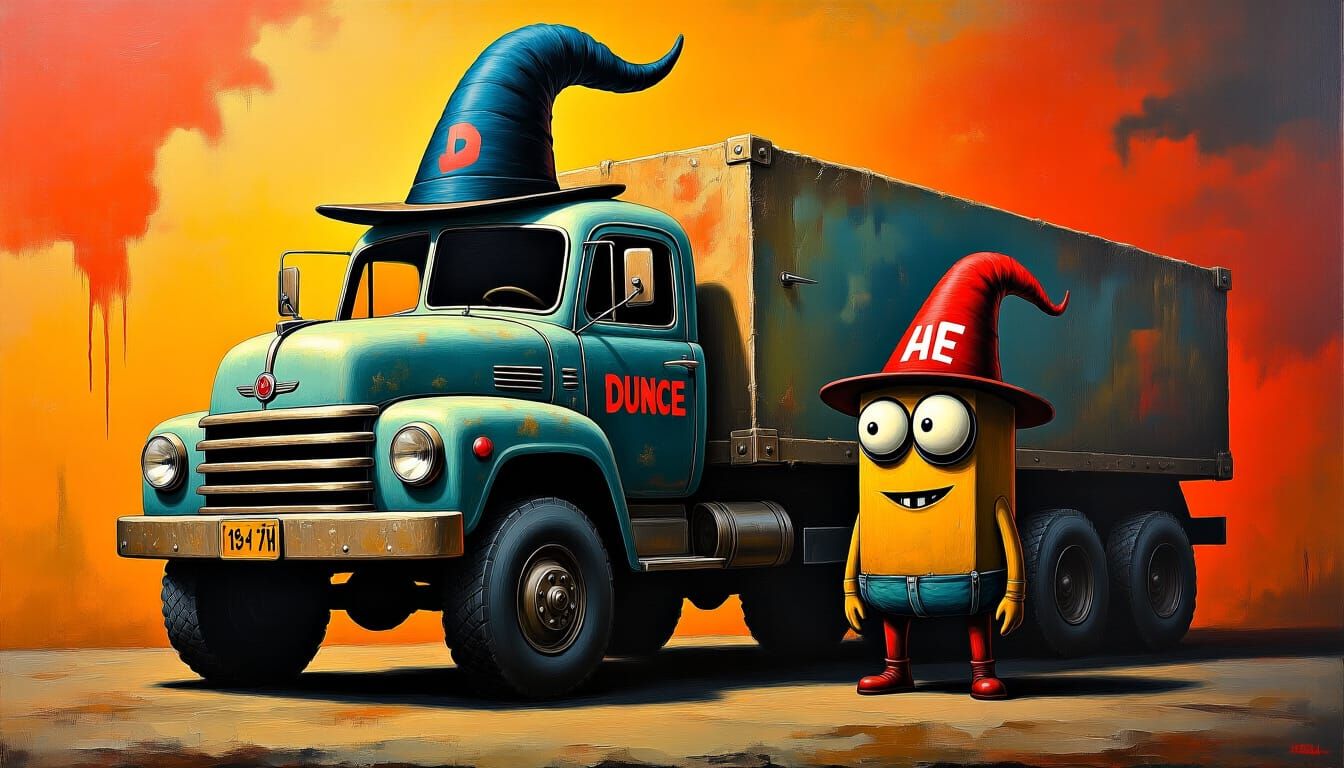 Surreal Anthropomorphic Vehicles in Mixed Media Art