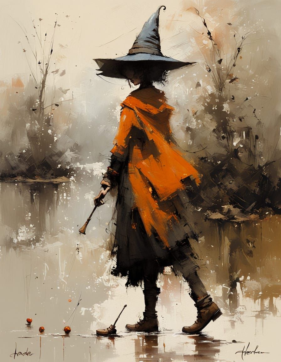 Ethereal Swamp Witch: Fleeting Impressionist Artwork