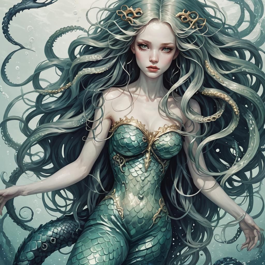 Ethereal Mermaid in the Deep Sea