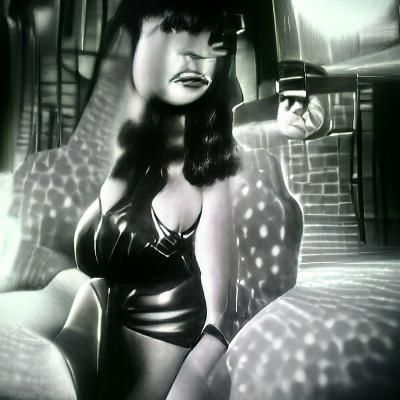 Film Noir Portrait of a Bettie Page Look-Alike