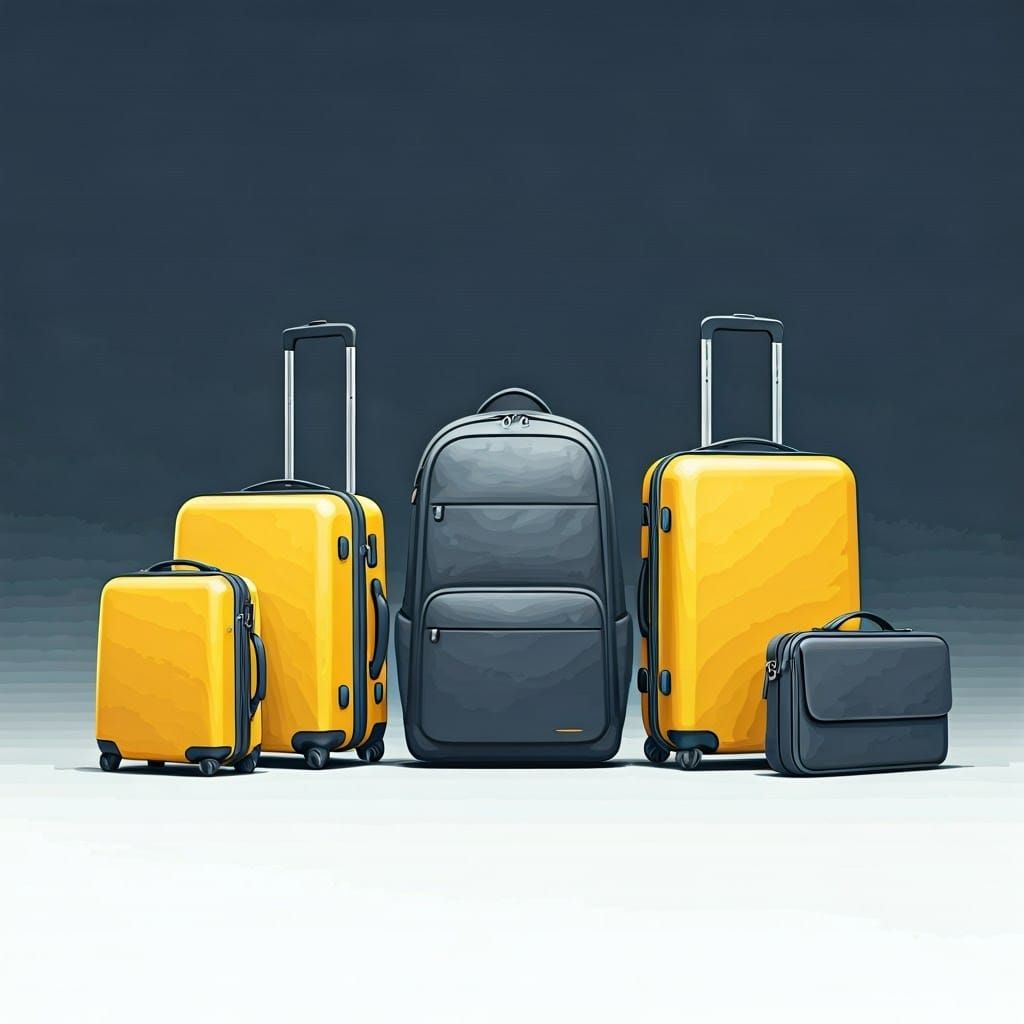 Minimalist Luggage Showcase in Yellow and Grey
