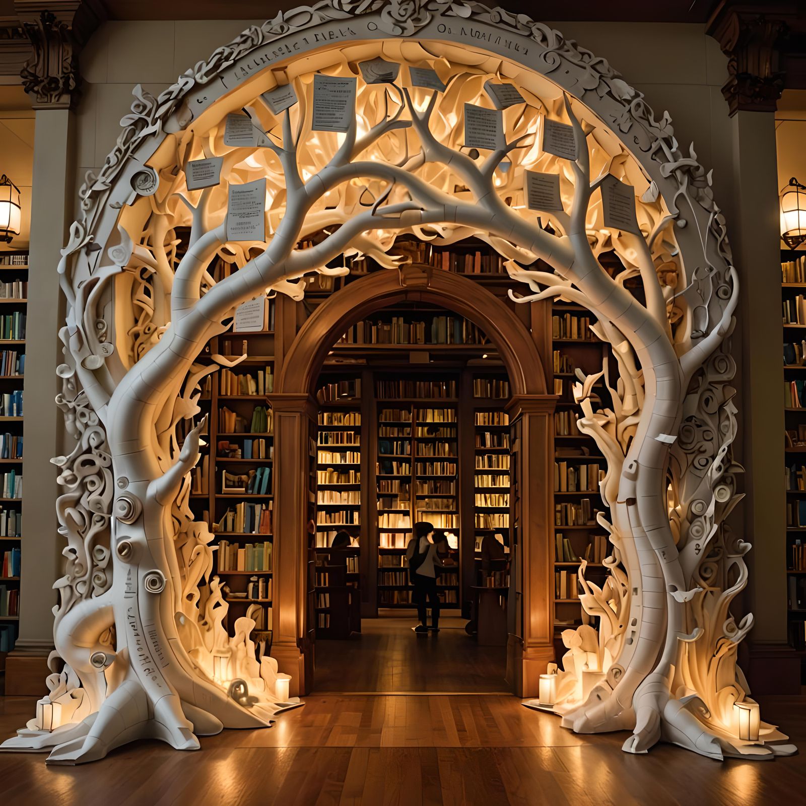 Enchanting Library Entrance to a Realm of Knowledge