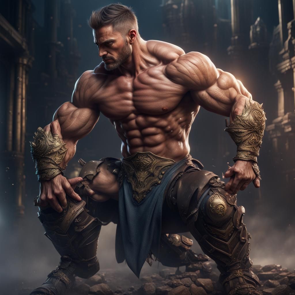 Muscular Handsome Man: Detailed Matte Painting