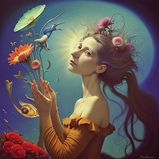 Surreal Dreamscape with Hybrid Creatures in Magical Realism