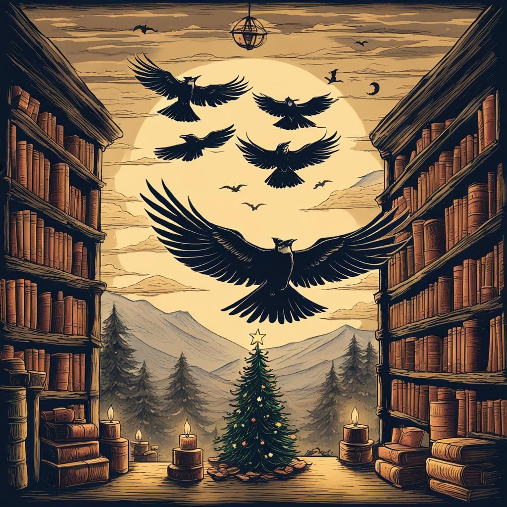 Thunderbird in Flight with Detectives and Christmas Tree