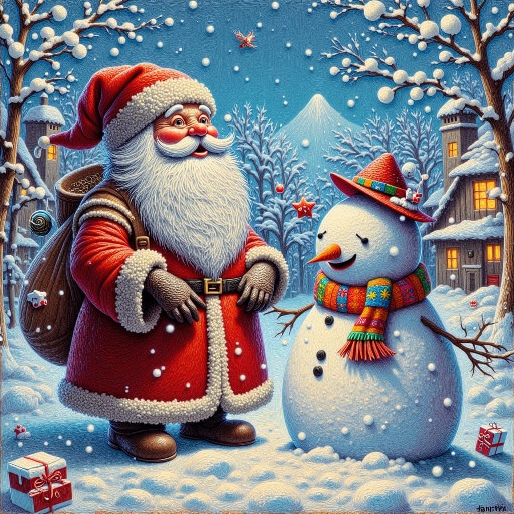 (Santa Claus AND A SNOW MAN)
