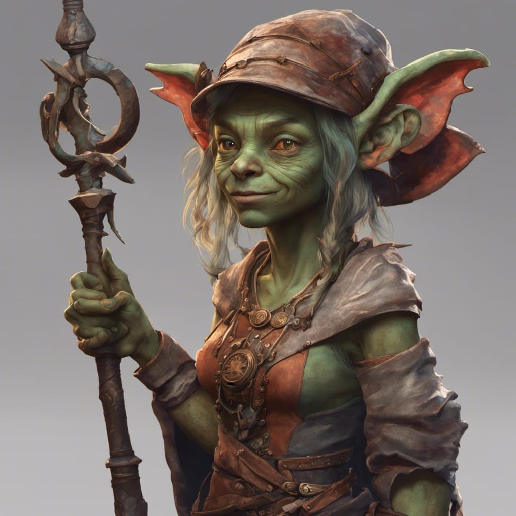 Detailed Goblin Girl Portrait in Digital Art Style