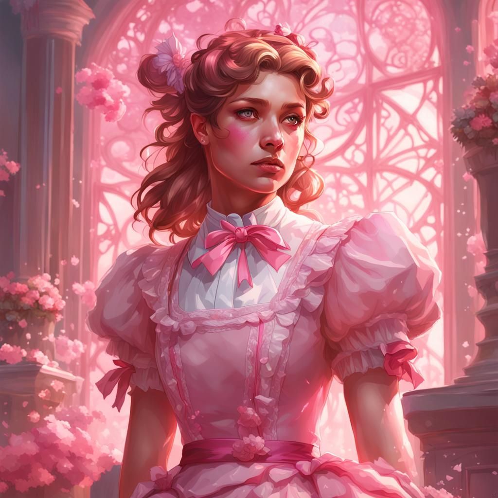 Pretty Sissymaid Curtsying Portrait in Hyperdetailed Style