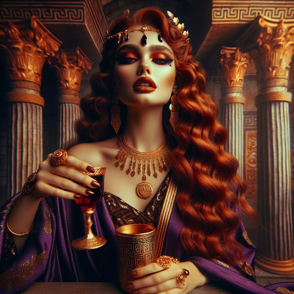 Kakia: Greek Goddess of Vice in Opulent Villa