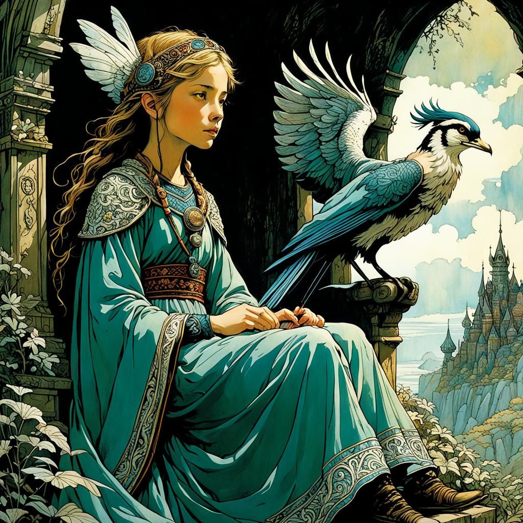 Intricate Magical Guardian in Whimsical Fantasy Style