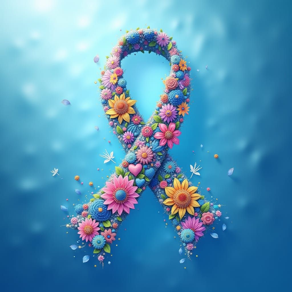 Abstract Diabetes Awareness Ribbon with Colorful Patterns