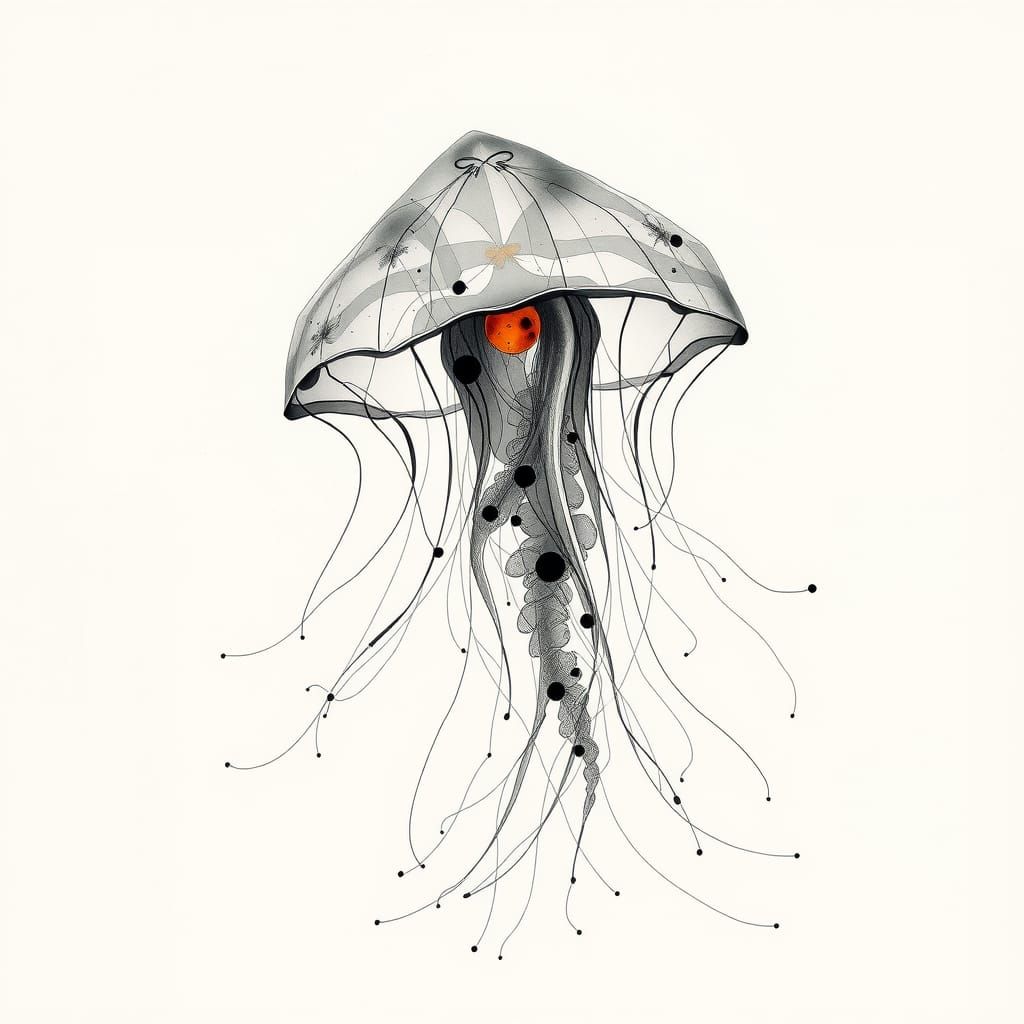 Ethereal Jellyfish Ink Art in Suminagashi Style