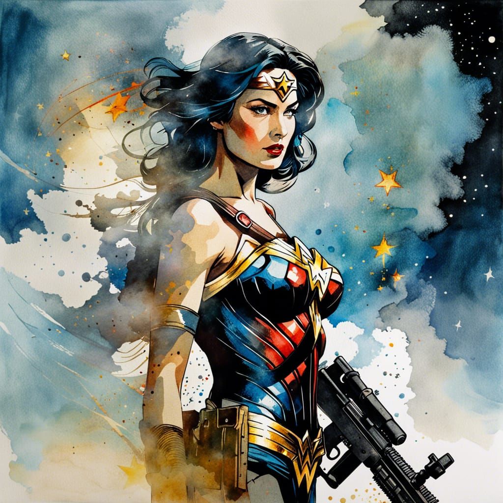 Wonder Woman Double Exposure Battlefield Portrait