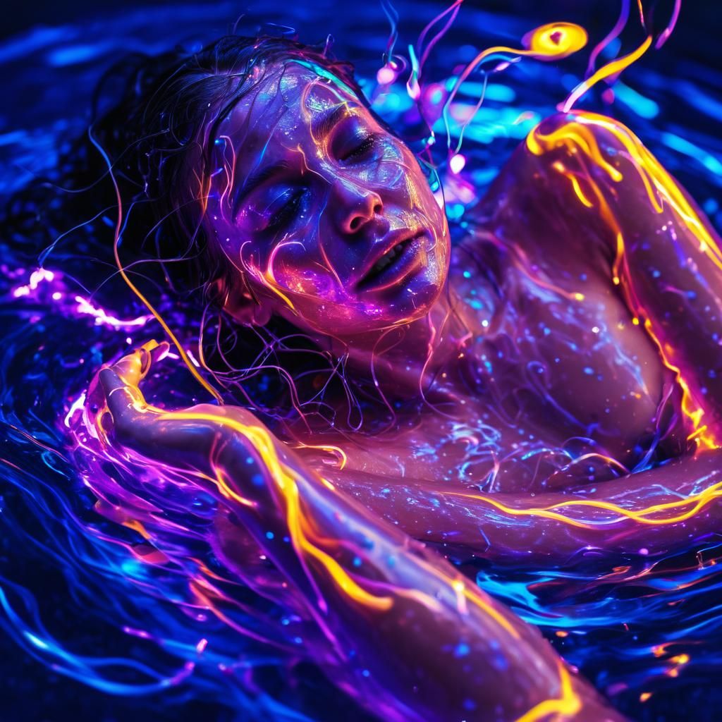 Abstract Woman in Liquid and Electricity