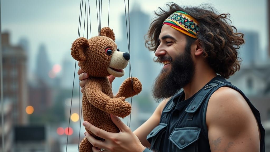 Puppeteer in Creative Symbiosis with Teddy Bear Puppet