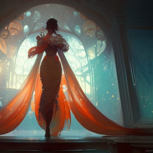 Festive Christmas Concept Art in Orange and Teal