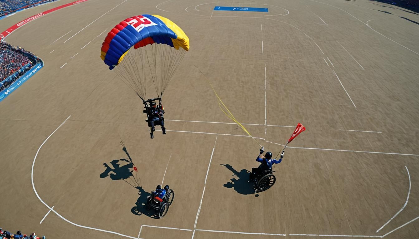 Wheelchair Athlete Parachuting into Olympics, High Resolutio...