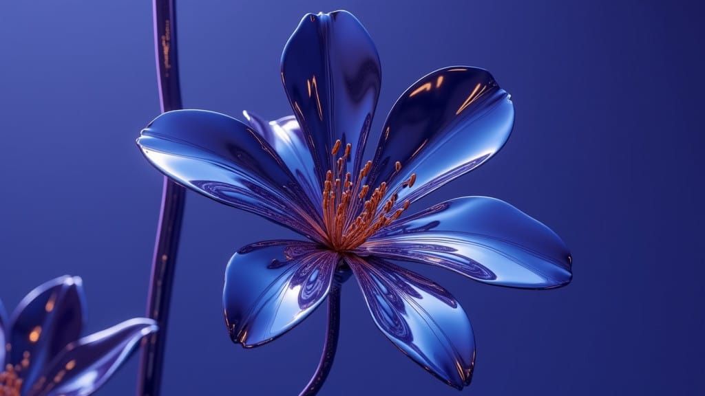 Chrome Lotus Blooms in Futuristic Darkness