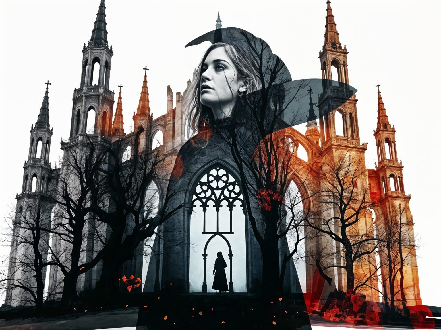 Abstract Cathedral Silhouette in Witch's Form