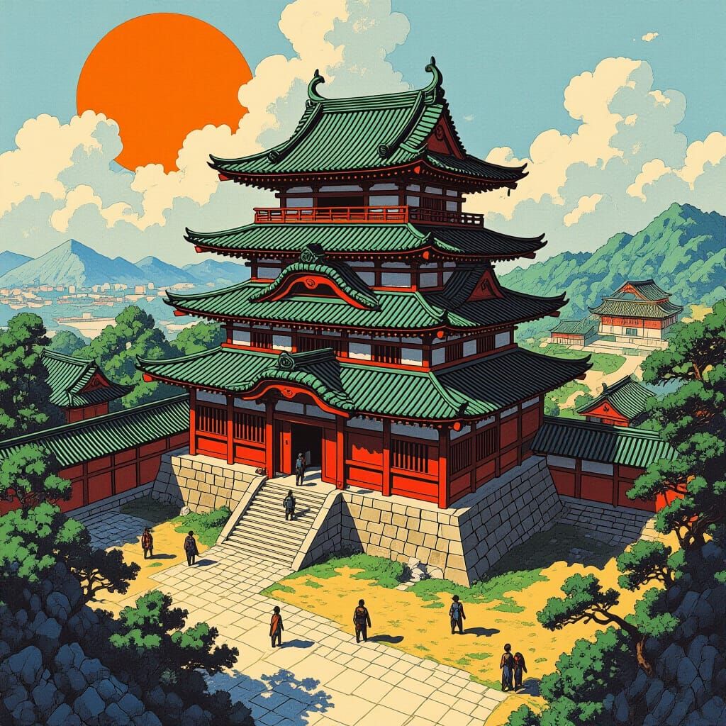 Daimio House Map: Vintage Fantasy Illustration