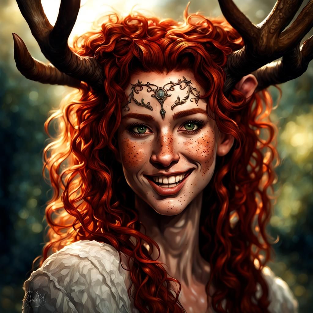 Detailed Portrait of a DND Satyr Woman