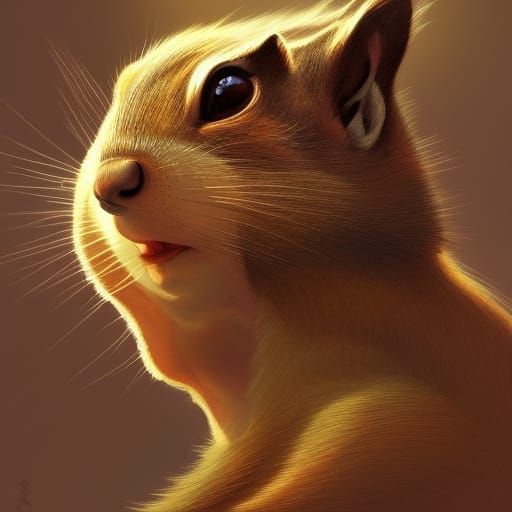 Detailed Portrait of a Demonic Tree Squirrel