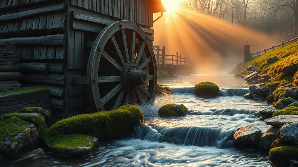 Misty Sunrise at the Old Water Mill