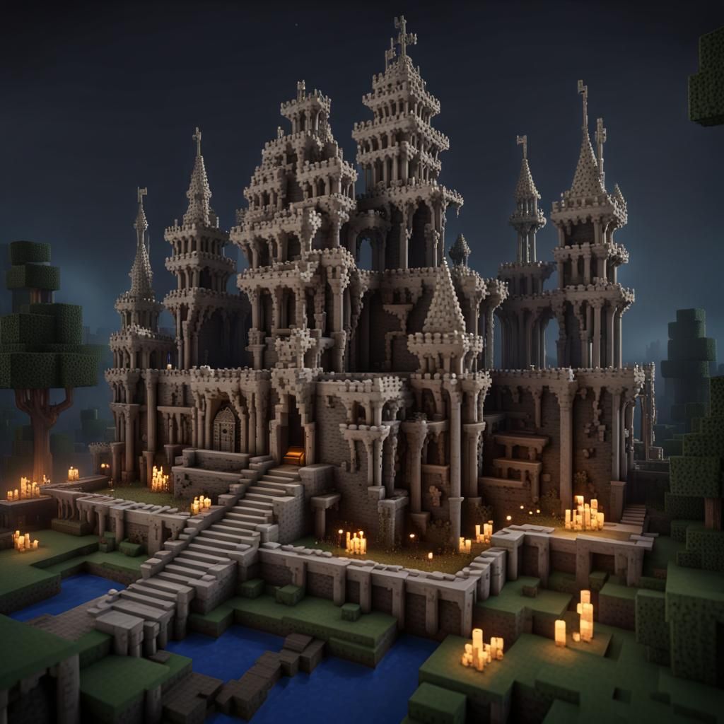 Spooky Minecraft Bone Castle: Digital Matte Painting