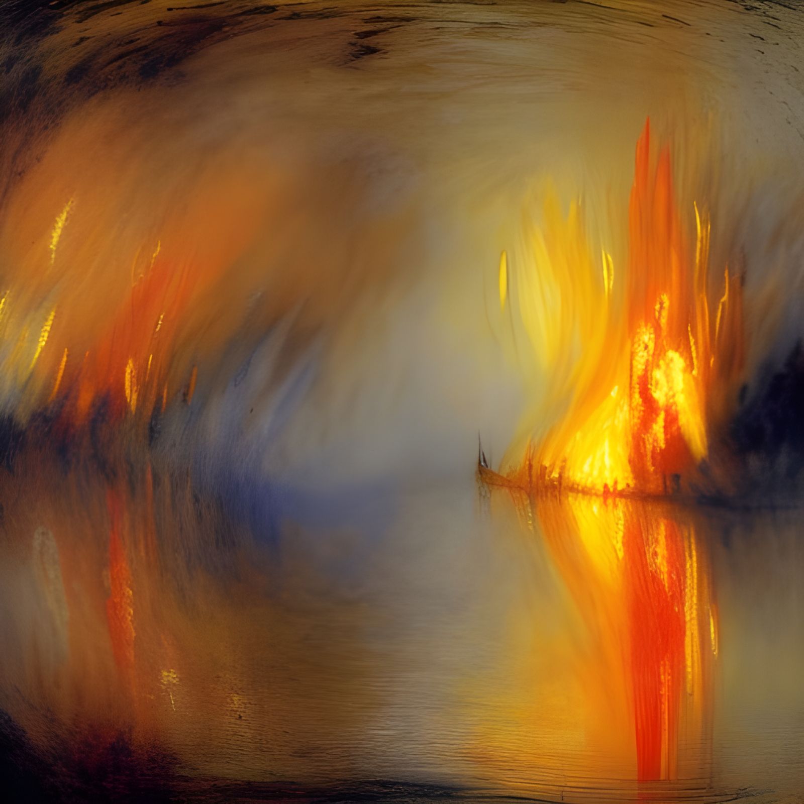 Inferno Reflected: Impressionistic Lake Fire