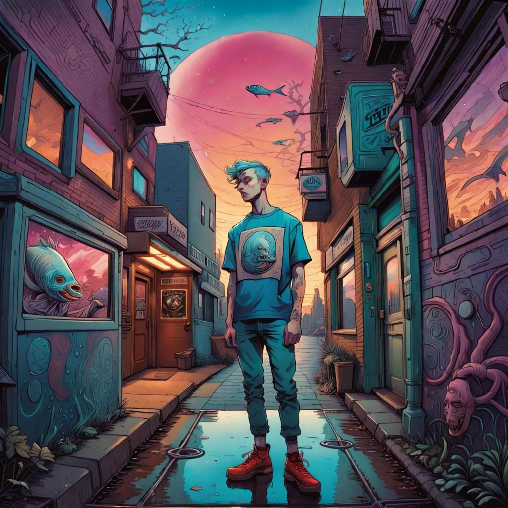 Comic Book Art in Dystopian Fantasy Style