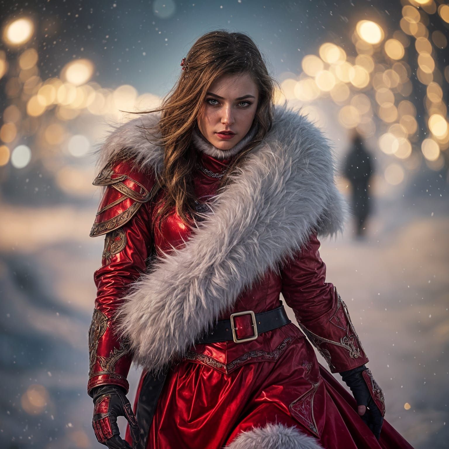 Surreal Mrs Claus in Hyperrealistic Cyberpunk Armor