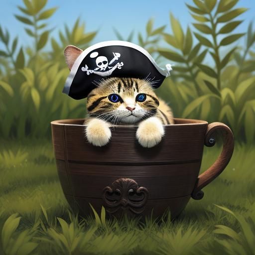 Cute Baby Cat Dressed as Pirate