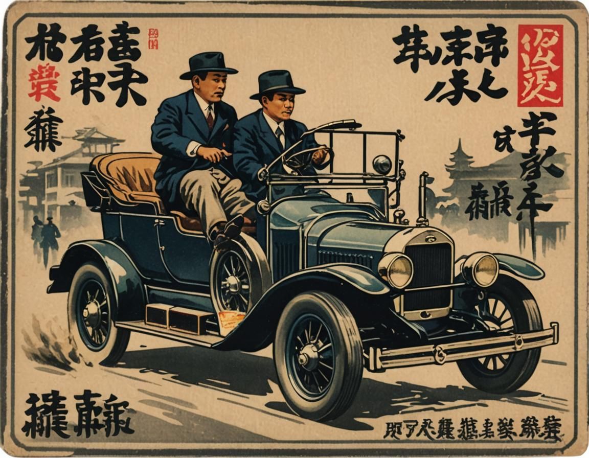 Vintage Japanese Matchbox Label: 1920s Gangsters
