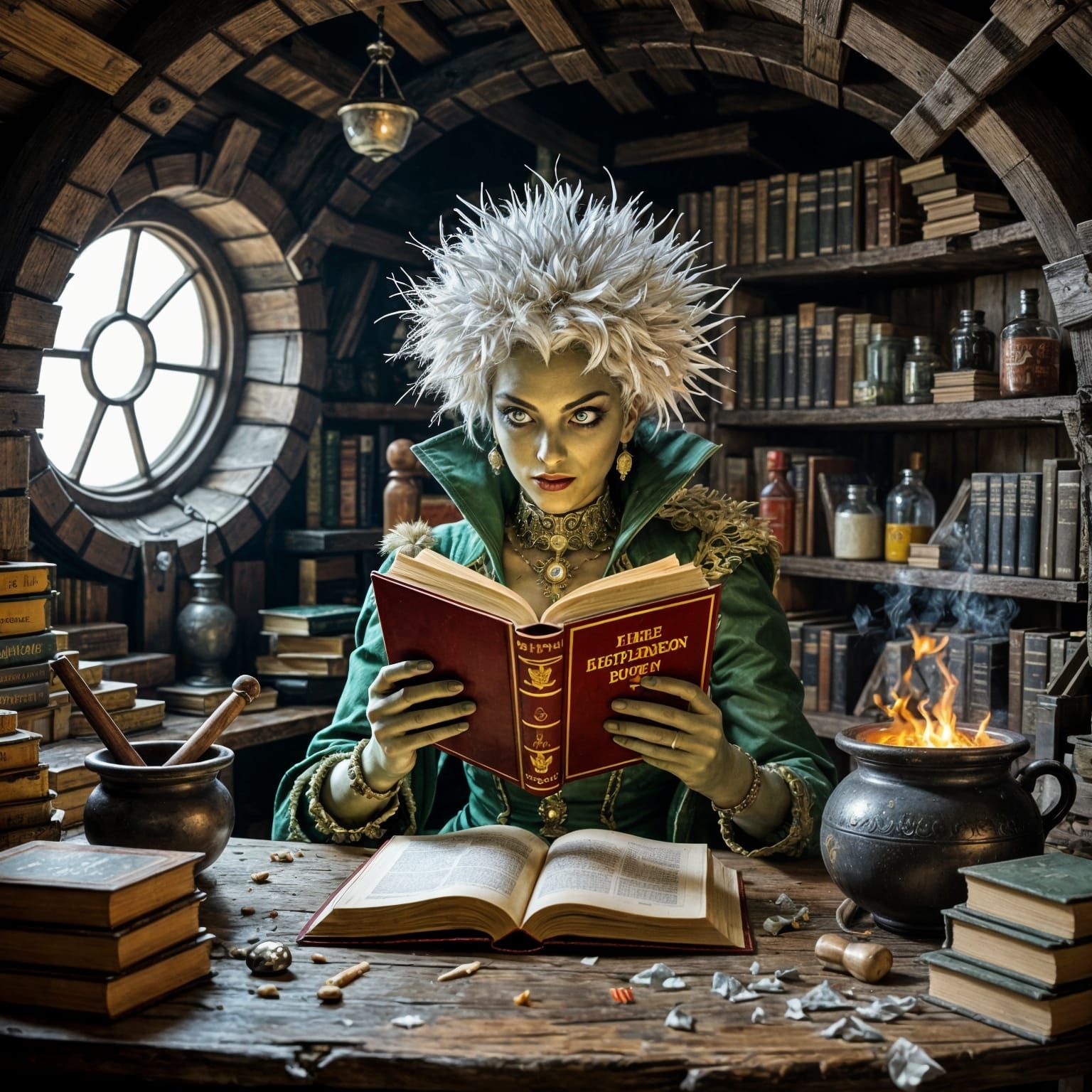 Supervillain Dandelion Reads in Bunker