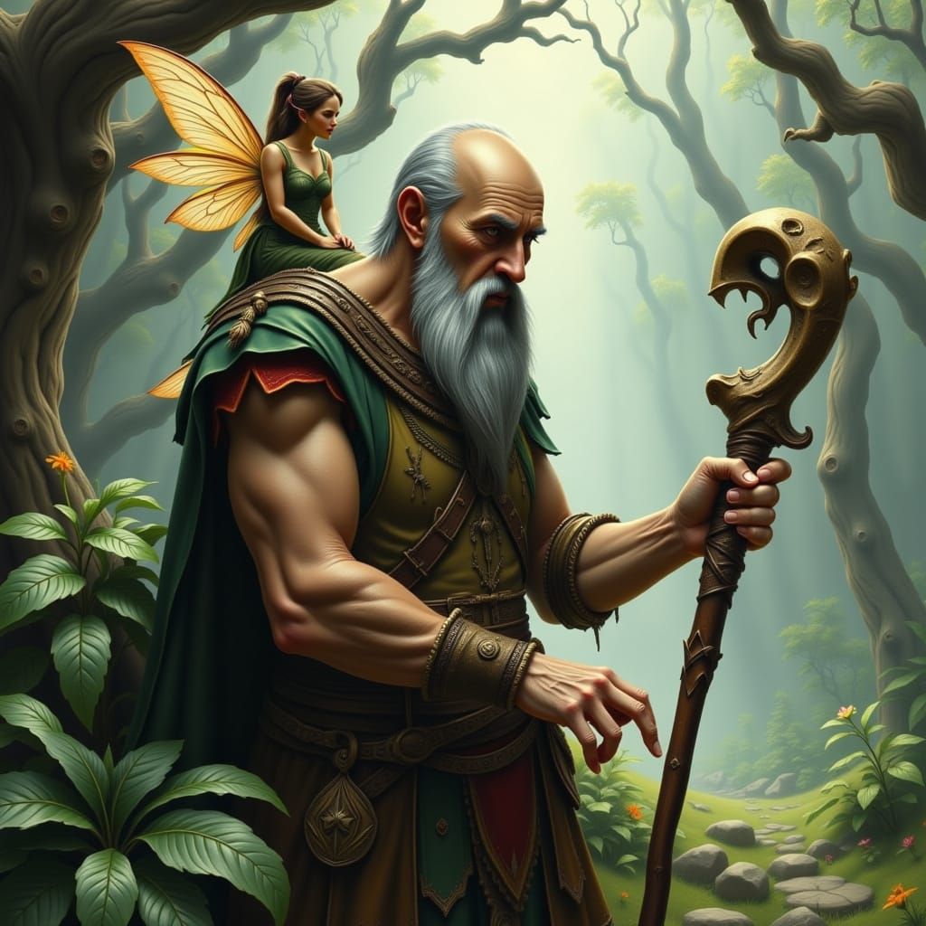 Enchanted Giant in Whimsical Landscape