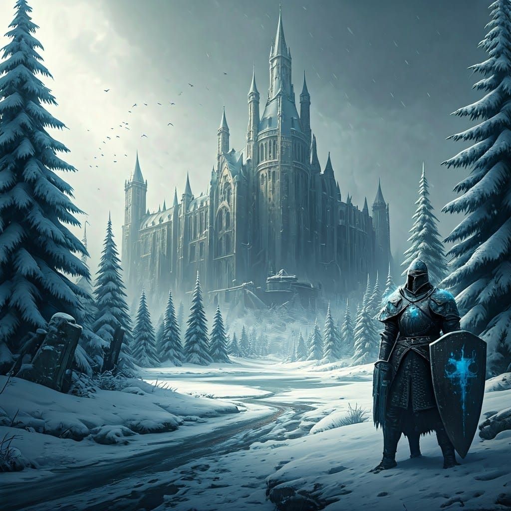 Ethereal Winter Castle in Frosty Landscapes